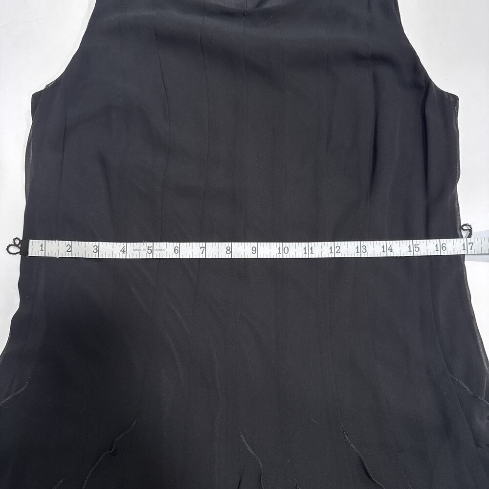 Vintage Evan Picone Ruffle Chiffon Black Fit & Flare Dress Size 4 - Picture 13 of 14